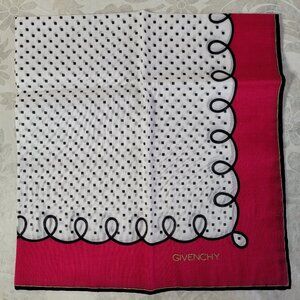 Vintage NEW Givenchy Cotton Handkerchief Red & White with Black Polka Dot 17" JP